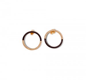 Circle diamond and enamel earrings