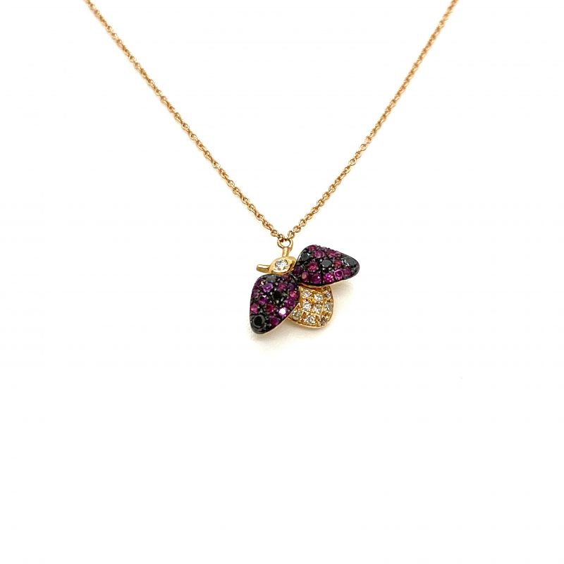 Ladybug ruby and diamond pendant