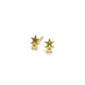 Double star diamond stud earrings