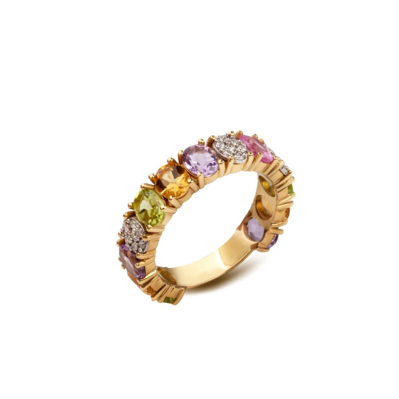 Multi gemstone band with diamonds