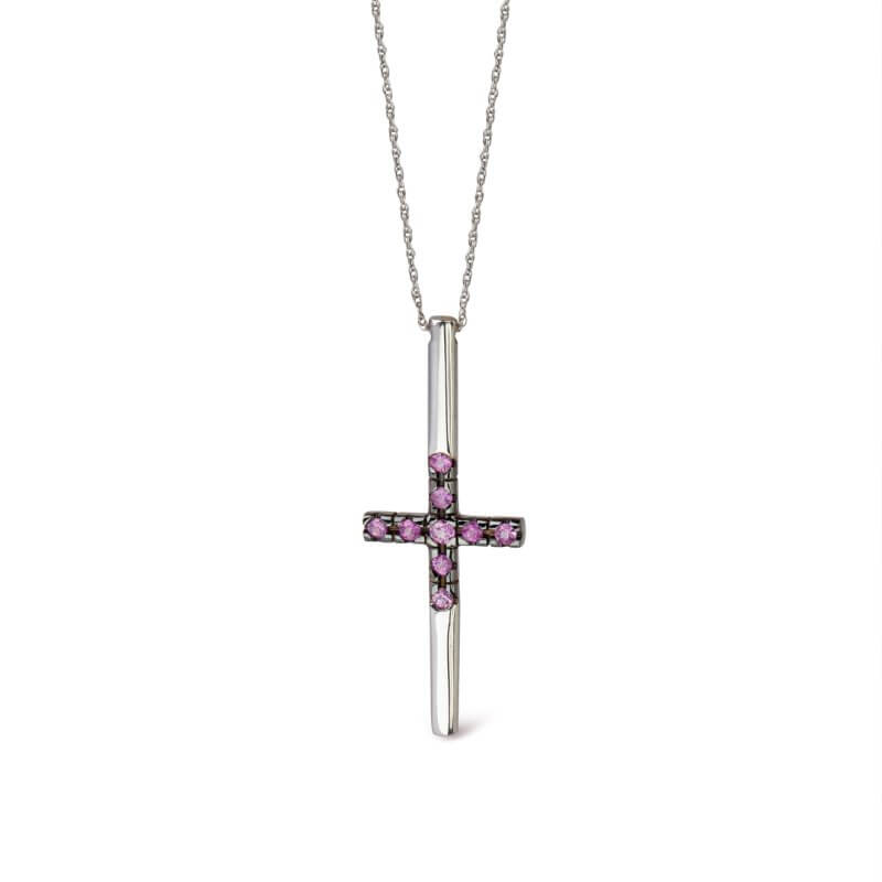 Pink sapphire minimal cross