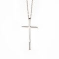 Minimal white gold cross with diamond edge