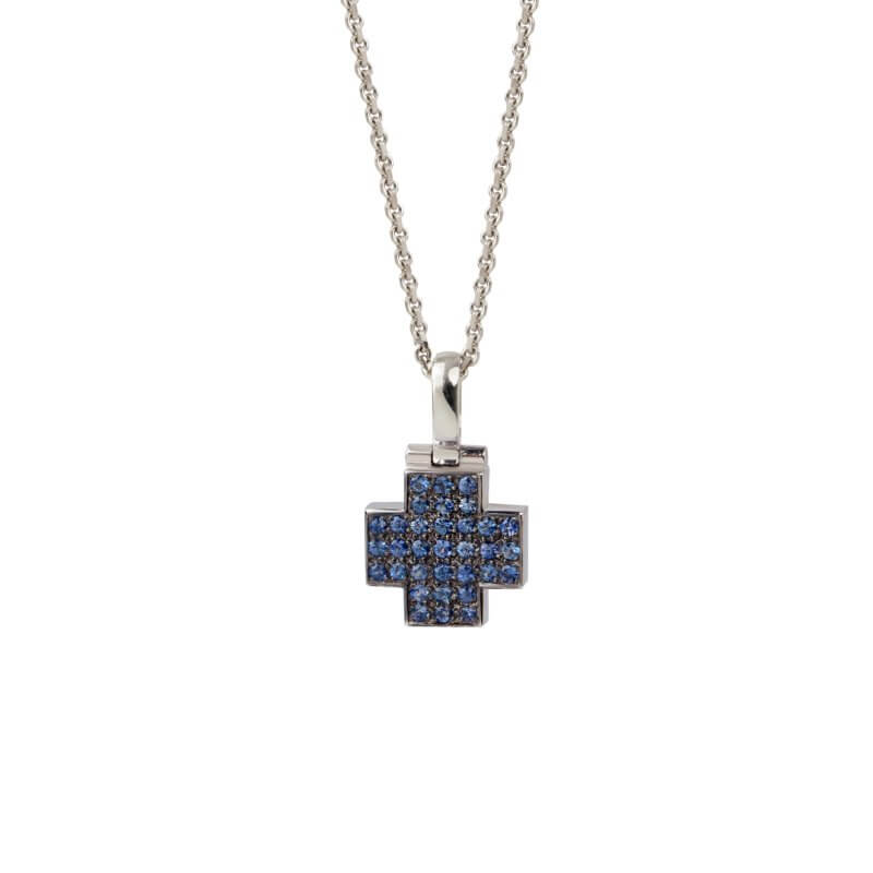 Blue sapphire square cross