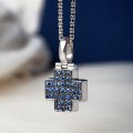Blue sapphire square cross