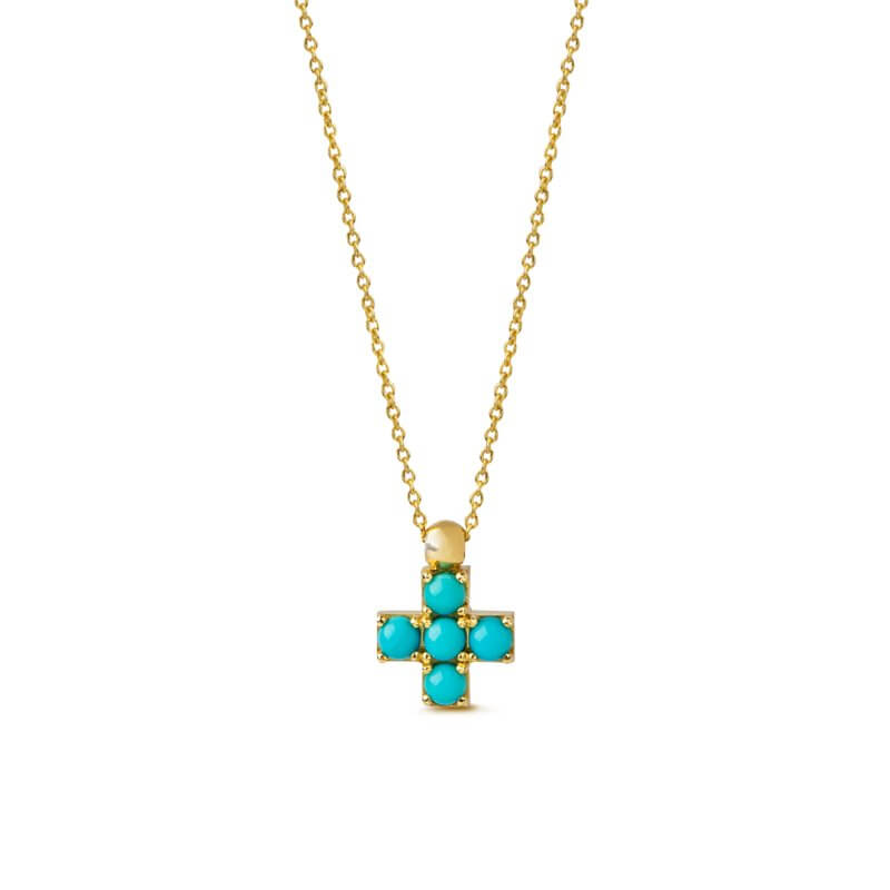 Turquoise 5 stone tiny cross