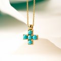 Turquoise 5 stone tiny cross