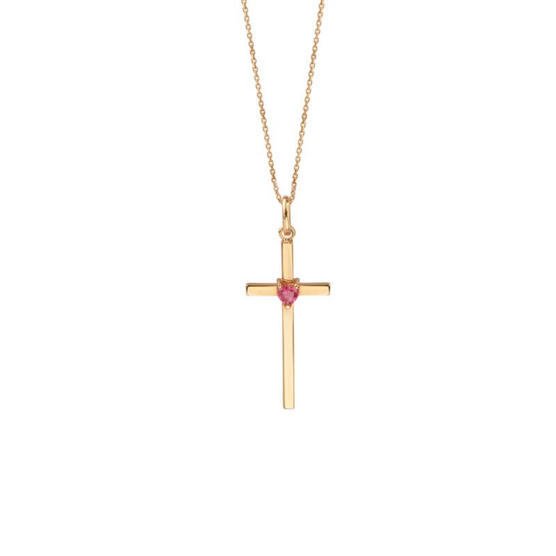 Heart tourmaline cross pendant