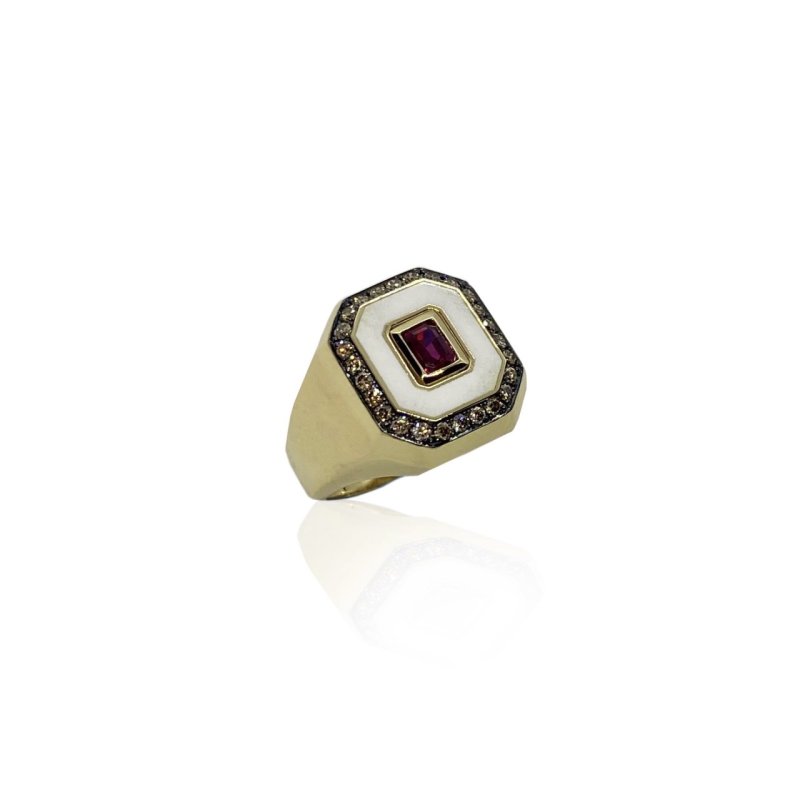 Octagonal chevalier ruby ring