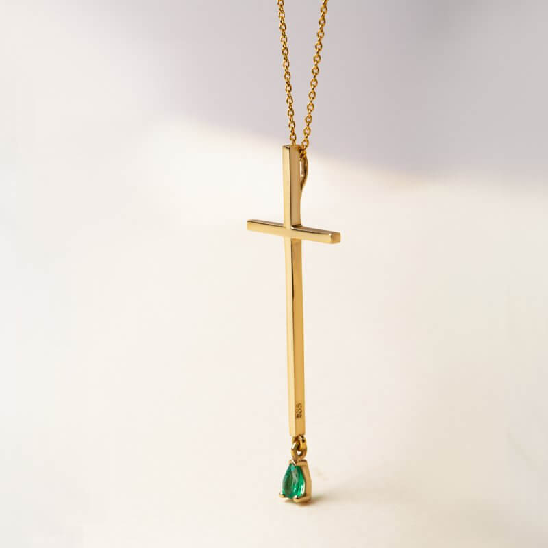 Emerald fine golden long cross