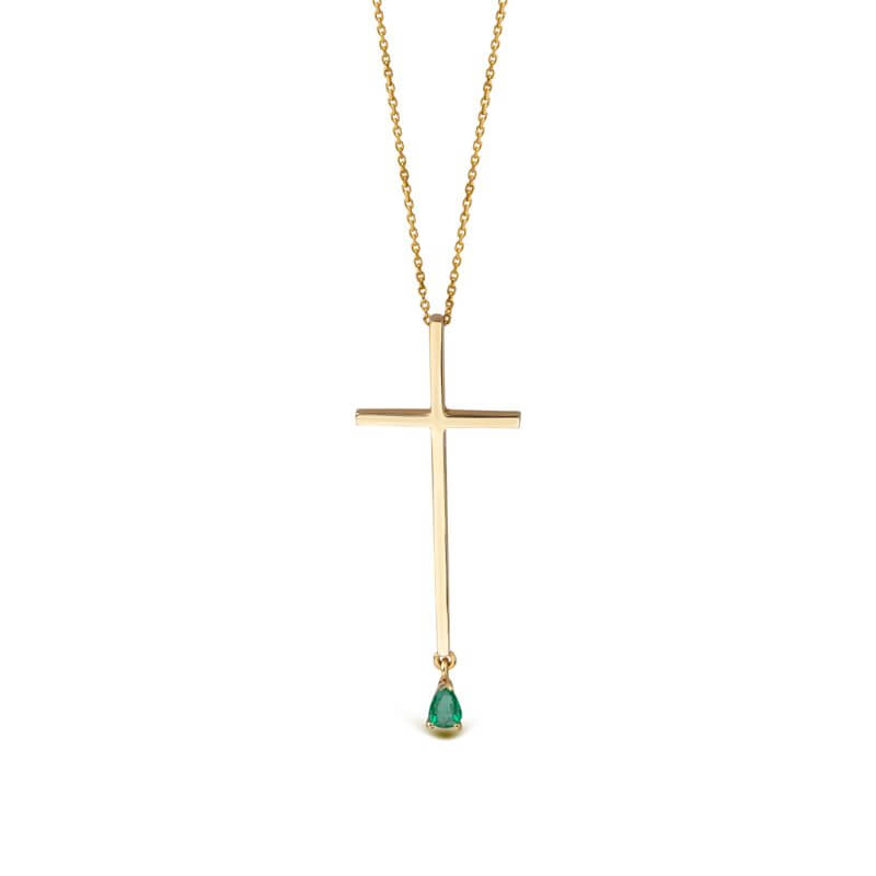 Emerald fine golden long cross