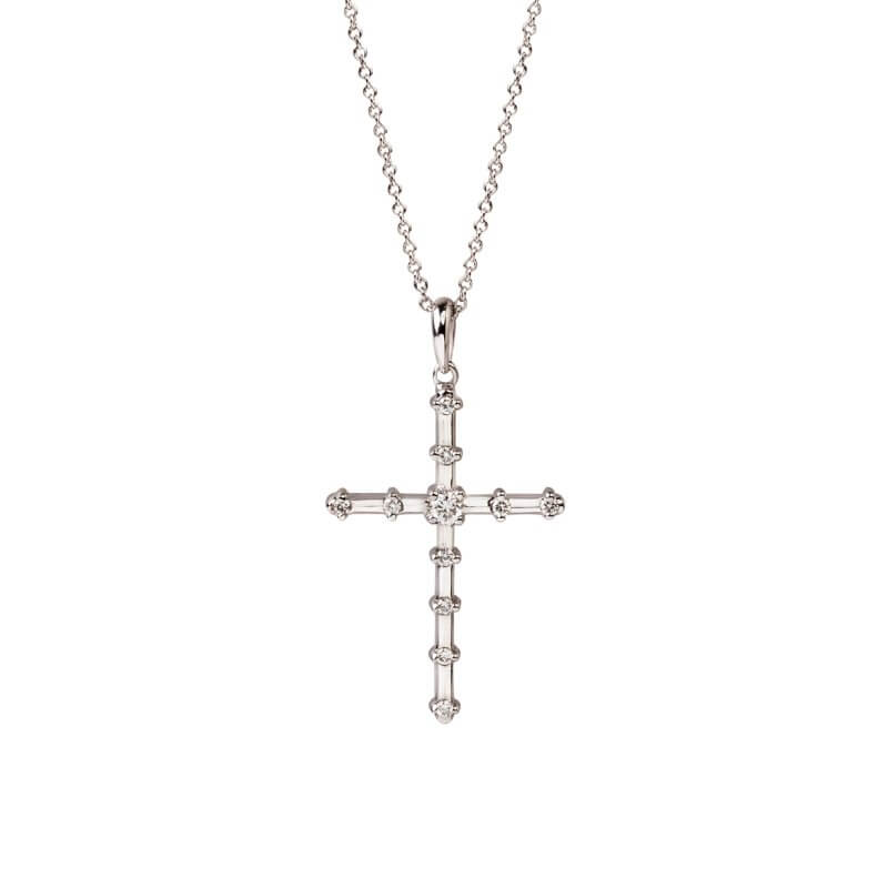 White gold diamond cross pendant