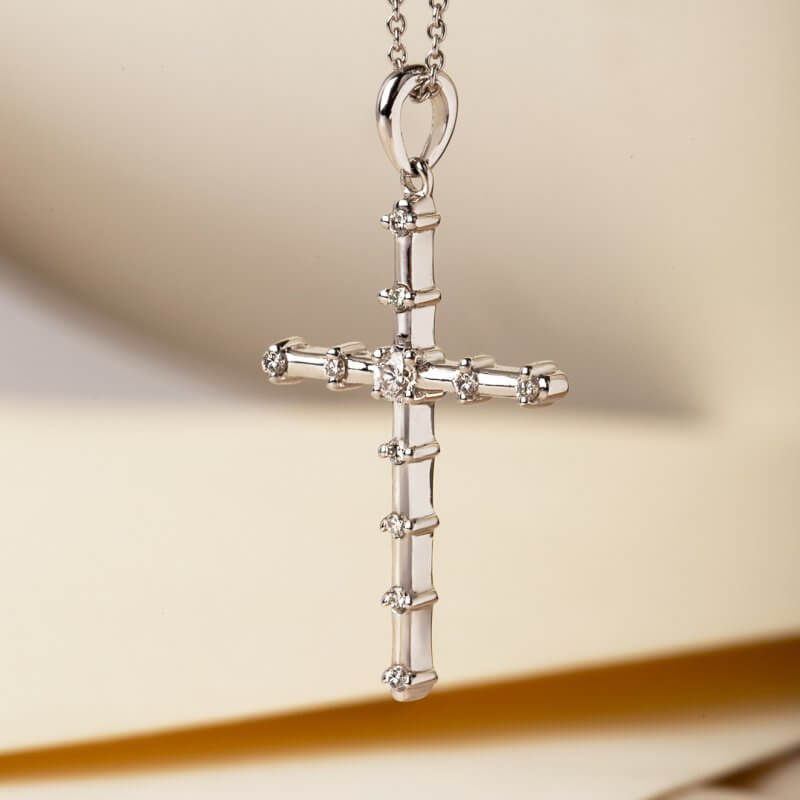 White gold diamond cross pendant