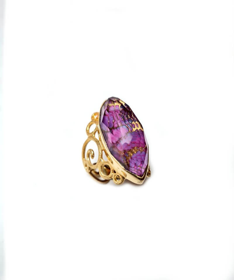 purple quartz perforated ring