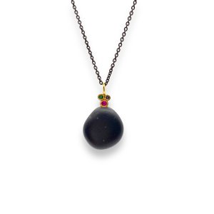 black pebble necklace