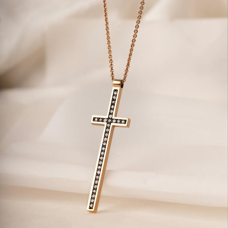 Long champagne diamond cross