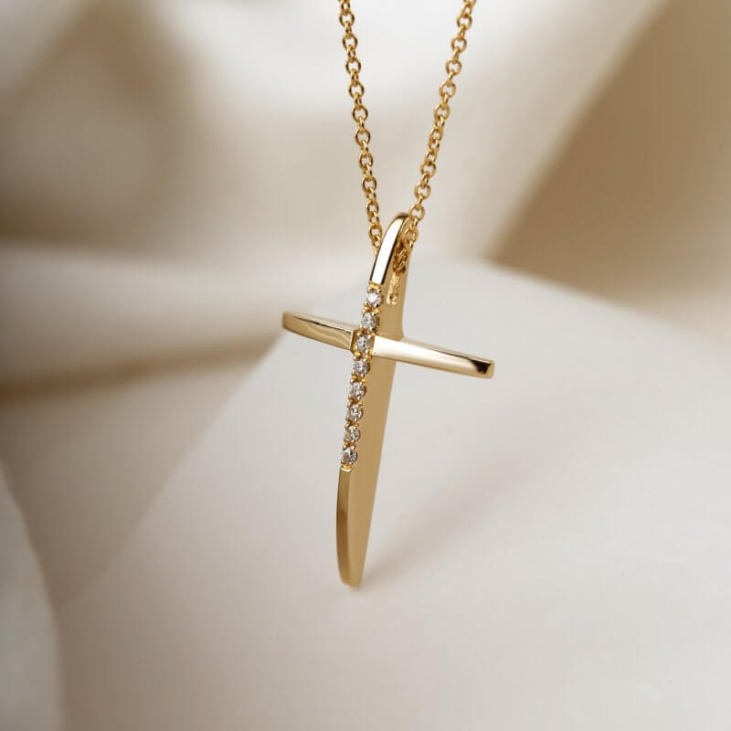 White diamond cross necklace
