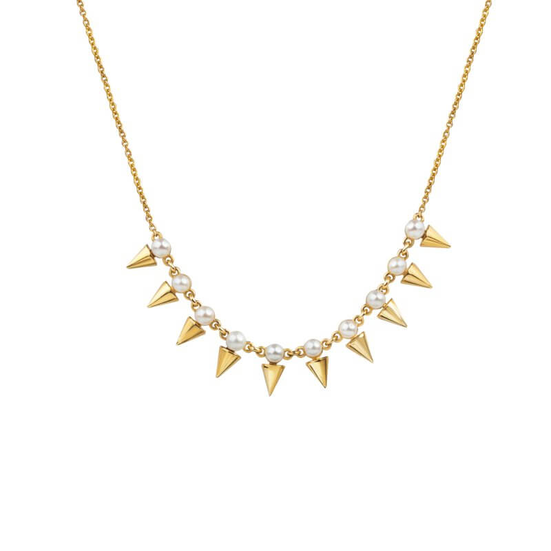 Pearls and golden spikes necklace