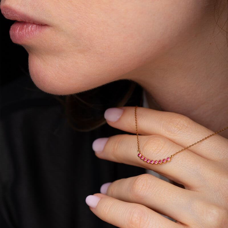 Pink topaz line pendant