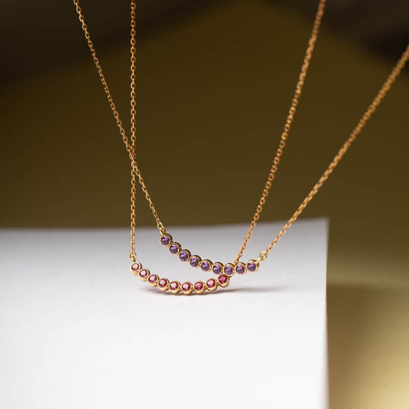 Pink topaz line pendant