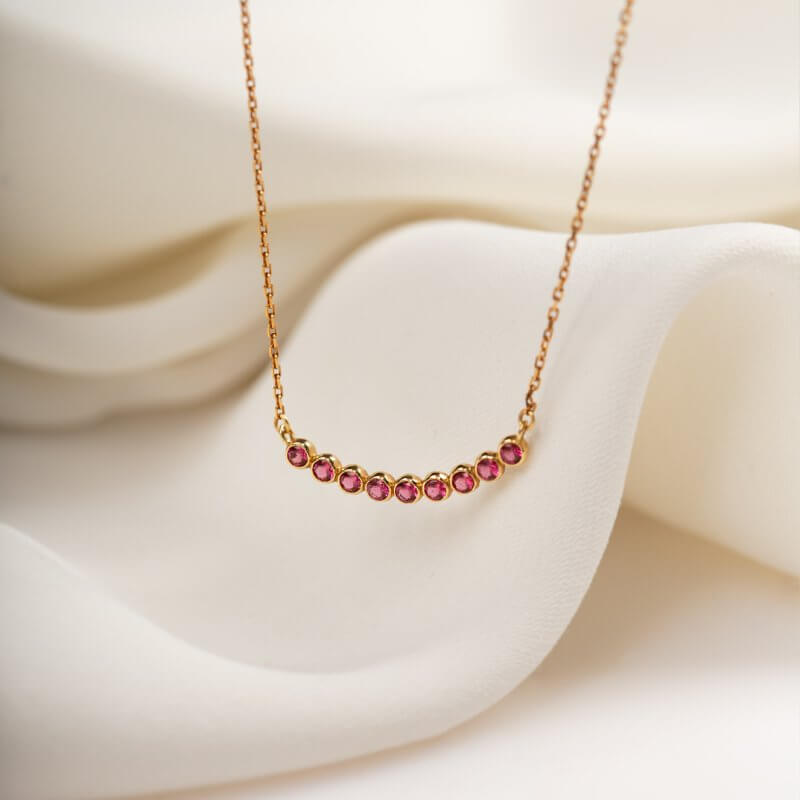 Pink topaz line pendant