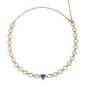 Linked choker with a heart-shaped sapphire and diamonds