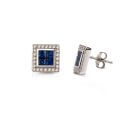 Square stud earrings with sapphires