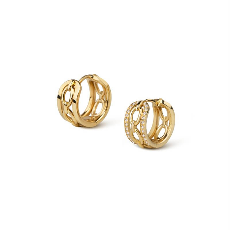 Chain design hoops with diamonds