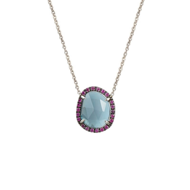 London blue topaz necklace with sapphires