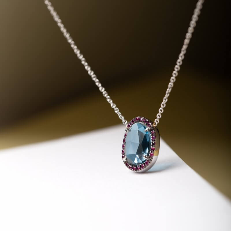 London blue topaz necklace with sapphires