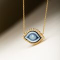 Eye engraved agate necklace