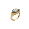 Eye-shaped carved agate ring